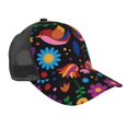thumbnail image 1 of Disketp Colorful Floral2 Print Trucker Hat Men Women - Mesh Baseball SnapBack Cap, 1 of 7