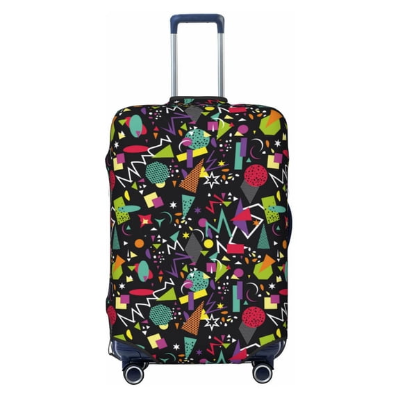 Disketp Colorful Geometric Figures Elastic Travel Luggage Cover Travel Suitcase Protective Cover For Trunk Case Apply To 18''-32'' Suitcase Cover-Medium