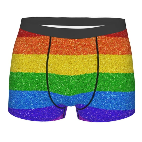 Disketp Colorful Glitter Rainbow Men'S Boxer Briefs,Soft And Breathable Cotton Underwear With Comfortflex Waistband