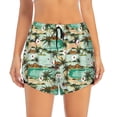 thumbnail image 1 of Disketp Colorful Hawaii Palms Print Women's Shorts Workout Shorts for Athletic Gym Running Shorts with Phone Pockets, 1 of 8