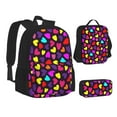 thumbnail image 1 of Disketp Colorful Hearts Large Capacity Backpack Lunch Bag Pencil Case Combination 3 Piece Set for Student, 1 of 7