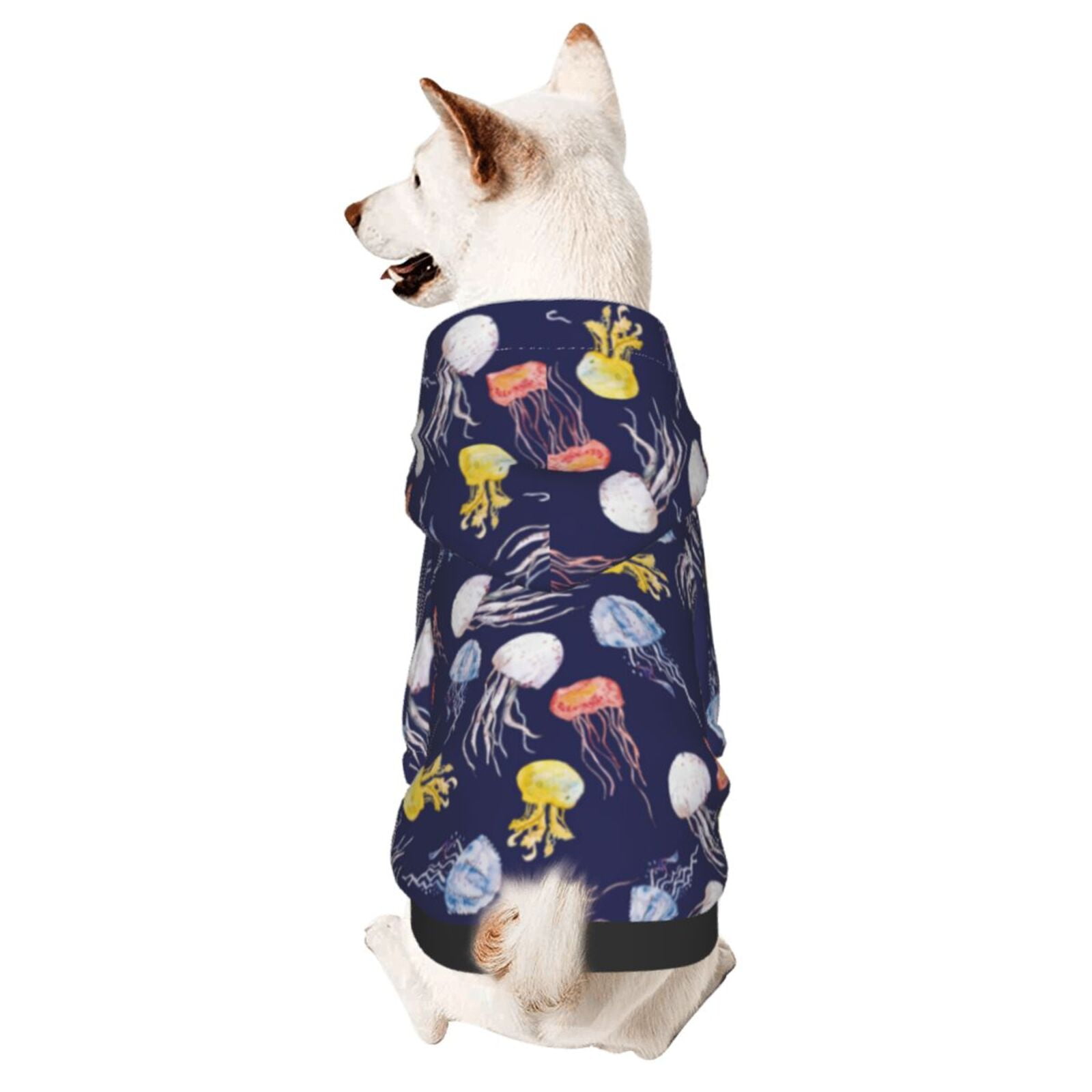 Disketp Colorful Jellyfish Dog Hoodie Dog Clothes with Hat, Pet Winter