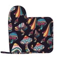 thumbnail image 1 of Disketp Colorful Mushrooms In Doodle Style Oven Mitts And Potholders Bbq Gloves-Oven Mitts And Pot Holders With Recycled Infill Silicone Non-Slip Cooking Gloves For Cooking Baking Grilling, 1 of 9
