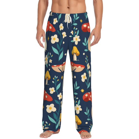 Disketp Colorful Mushrooms Men'S Pajama Pants - Ultra Soft Fleece Sleep And Lounge Pants (Size: S-Xxl)