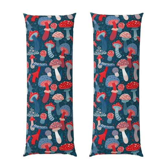 Disketp Colorful Mushrooms Print Body Pillow Cover - Super Soft 20x54 Body Pillow Case,Long Side Hidden Zipper