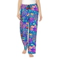 thumbnail image 1 of Disketp Colorful Mushrooms Print Women'S Comfy Pajama Pants Casual Drawstring Palazzo Lounge Wide Leg Pants, 1 of 9