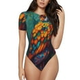 thumbnail image 1 of Disketp Colorful Owl Forest for Women's Short-Sleeved Onesie Fit Top T-Shirt Round Neck Basic Casual T-shirt Bodysuits-Large, 1 of 7