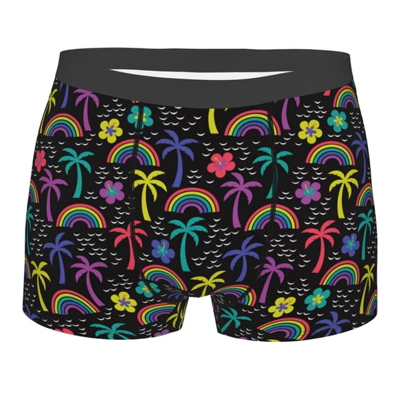 Disketp Colorful Palms Men's Boxer Briefs,Soft and Breathable Cotton Underwear with ComfortFlex Waistband