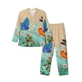 thumbnail image 1 of Disketp Colorful Plants And Insects for Pajamas Set Long Sleeve Sleepwear Mens Button Down Nightwear Pj Sets-Large, 1 of 7