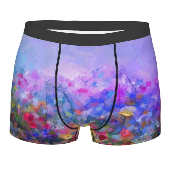 Disketp Colorful Purple Cosmos Flower Men'S Boxer Briefs,Soft And Breathable Cotton Underwear With Comfortflex Waistband