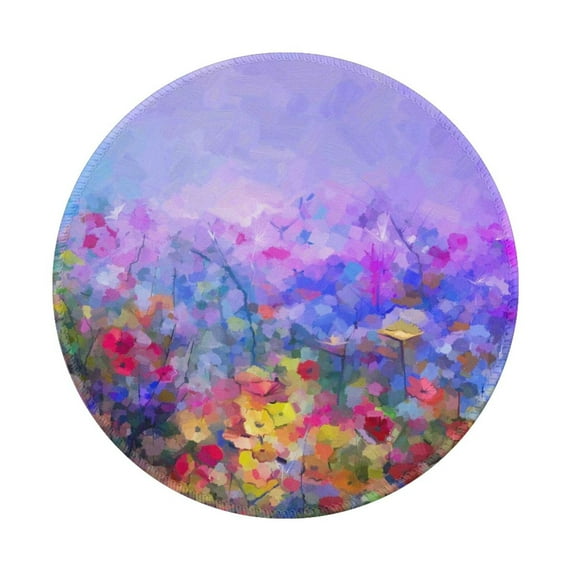 Disketp Colorful Purple Cosmos Flower Small Mouse Pad 7.9x7.9 Inches,Washable Round Mousepad For Office Laptop Computer,Non-Slip Rubber Base Mouse Pads For Wireless Mouse