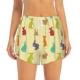 thumbnail image 1 of Disketp Colorful Rabbit Print Women's Shorts Workout Shorts for Athletic Gym Running Shorts with Phone Pockets Small, 1 of 8
