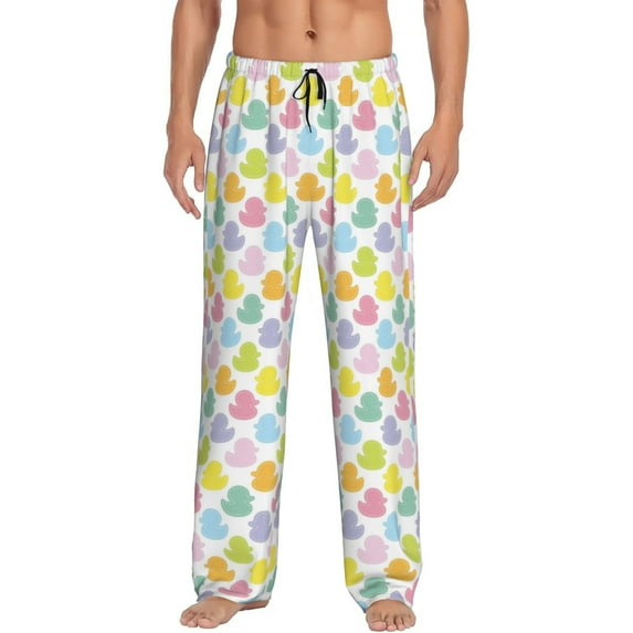 Disketp Colorful Rubber Duck Men's Pajama Pants - Ultra Soft Fleece Sleep and Lounge Pants (Size: S-XXL)-