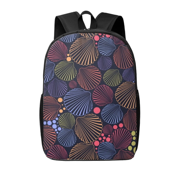 Disketp Colorful Shells School Backpack, Lightweight Basic Middle School Bookbags 17 Inch Casual Daypack for Student College, Travel or Outdoor
