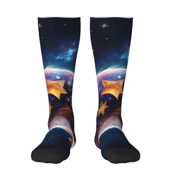 Disketp Colorful Star River Squirrel Print Unisex Contrast Color Stockings Lightweight Breathable Ventilation Ankle Contrast Color Stockings, Contrast Color Stockings for Daily