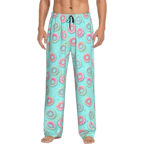 Disketp Colorful Sweet Donuts Men's Pajama Pants - Ultra Soft Fleece Sleep and Lounge Pants (Size: S-XXL)-Large