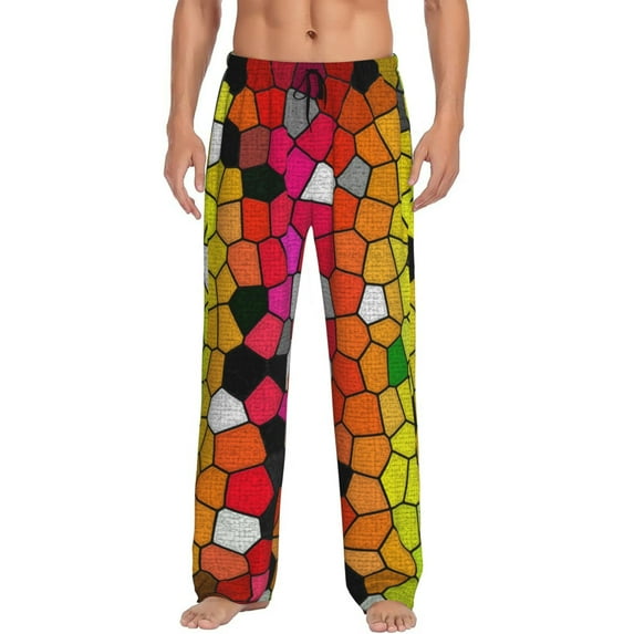 Disketp Colorful Tie Dye Stained Glass 1 Men'S Pajama Pants - Ultra Soft Fleece Sleep And Lounge Pants (Size: S-Xxl)