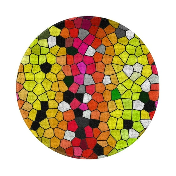 Disketp Colorful Tie Dye Stained Glass 1 Small Mouse Pad 7.9x7.9 Inches,Washable Round Mousepad For Office Laptop Computer,Non-Slip Rubber Base Mouse Pads For Wireless Mouse