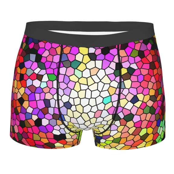 Disketp Colorful Tie Dye Stained Glass 3 Men'S Boxer Briefs,Soft And Breathable Cotton Underwear With Comfortflex Waistband