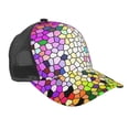 thumbnail image 1 of Disketp Colorful Tie Dye Stained Glass 3 Print Trucker Hat Men Women - Mesh Baseball SnapBack Cap, 1 of 7