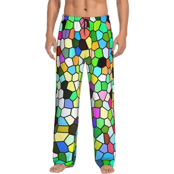 Disketp Colorful Tie Dye Stained Glass Men'S Pajama Pants - Ultra Soft Fleece Sleep And Lounge Pants (Size: S-Xxl)