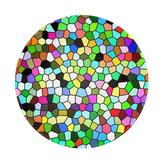Disketp Colorful Tie Dye Stained Glass Small Mouse Pad 7.9x7.9 Inches,Washable Round Mousepad For Office Laptop Computer,Non-Slip Rubber Base Mouse Pads For Wireless Mouse