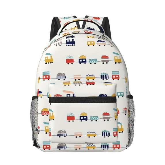 Disketp Colorful Trains Backpack - Comfortable Daypack with The right laptop for you Spacious Main Compartment & other poket - {designName} print