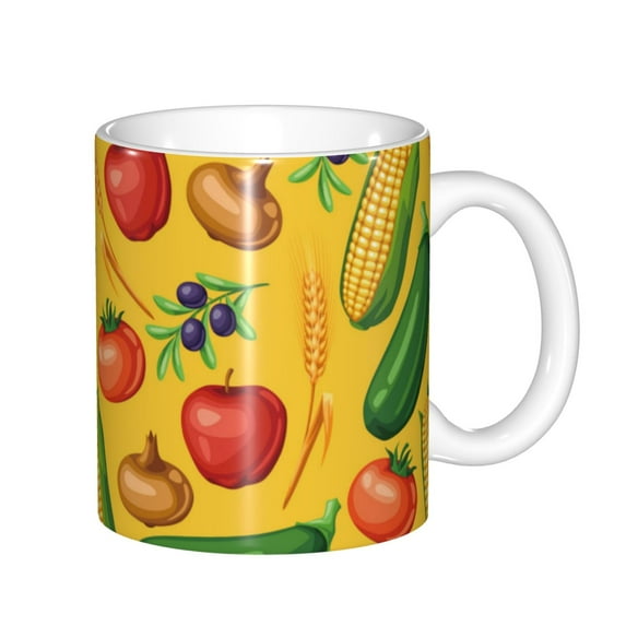 Disketp Colorful Vegetables Large Coffee Mug with Handle Tea Cup Novelty Coffee Cup for Men Women Office Work