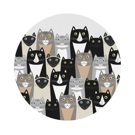 Disketp Colors Cats Funny Coasters,6 Pcs Leather Coasters With Holder, Perfect Housewarming Hostess Gifts,Protect Furniture From Water Marks Scratch And Damage