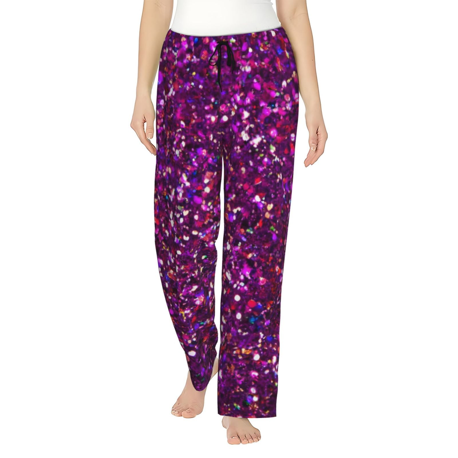 Disketp Colourful Glitter Women's Comfy Pajama Pants Casual Drawstring