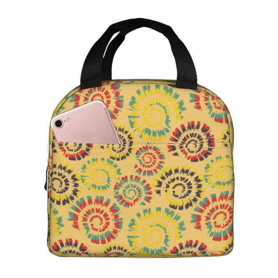 Disketp Colourful Tie Dye 1 Lunch Bag for Women Men, Leakproof Thermal Cooler Sack Food Handbags Case High Capacity forTravel Work School Picnic