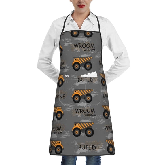 Disketp Construction Machines Kitchen Apron with adjustable Aprons for Women with Pockets Cooking Powder Pink Apron