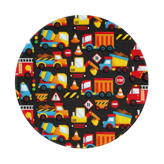 Disketp Construction Truck Small Mouse Pad 7.9x7.9 Inches,Washable Round Mousepad For Office Laptop Computer,Non-Slip Rubber Base Mouse Pads For Wireless Mouse