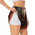 thumbnail image 1 of Disketp Cool Flame Lion A Print Women's Shorts Workout Shorts for Athletic Gym Running Shorts with Phone Pockets X-Large, 1 of 5