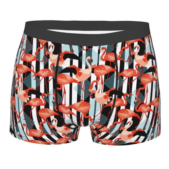 Disketp Cool Flamingo Men's Boxer Briefs,Soft and Breathable Cotton Underwear with ComfortFlex Waistband