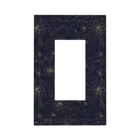 Disketp Copper-Gold Gloss Outline Chrysanthemum Decorative Light Switch or Outlet Wall Plate with Safety Cover-Style U