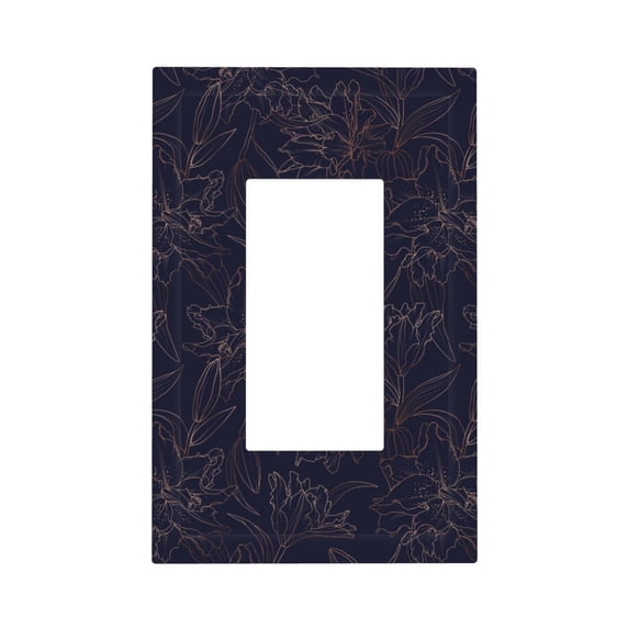 Disketp Copper-Gold Gloss Outline Flower1 Decorative Light Switch or Outlet Wall Plate with Safety Cover-Style U