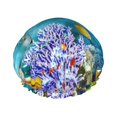 thumbnail image 1 of Disketp Corals And Tropical Fish Shower Caps,Reusable Shower Cap For Women, Double Layer Waterproof Hair Cap, Large Size For All Hair Lengths,For Girls Spa Home Salon Use, 1 of 9