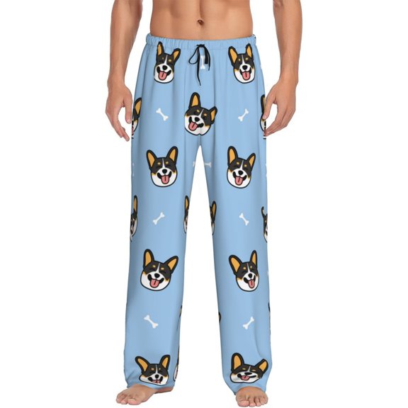 Disketp Corgi Dog Men'S Pajama Pants - Ultra Soft Fleece Sleep And Lounge Pants (Size: S-Xxl)
