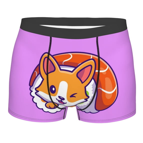 Disketp Corgi In Sushi Roll Men's Boxer Briefs,Soft and Breathable Cotton Underwear with ComfortFlex Waistband