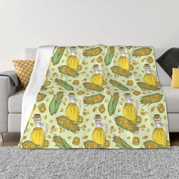 Disketp Corn And Corn Oil Flannel Blankets - Thick and Warm Blanket for Winter, Soft Fuzzy Plush King Blanket for All Seasons80"x60"