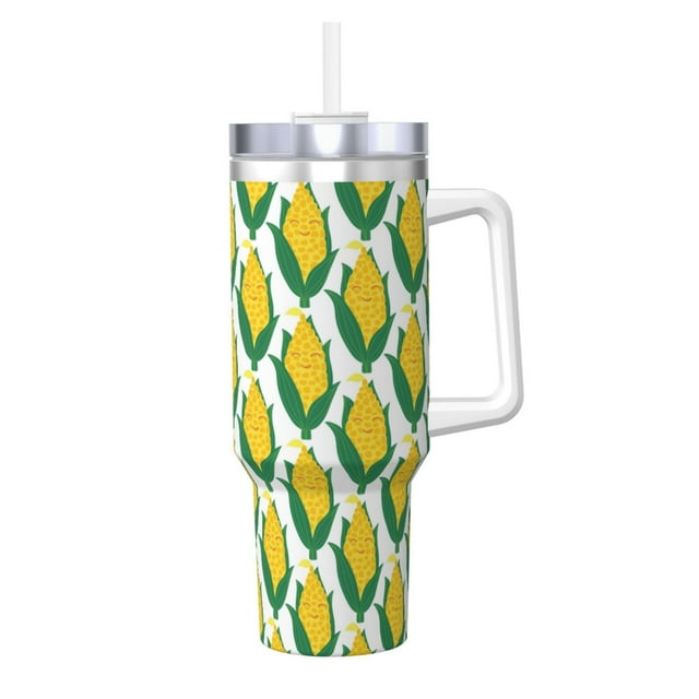 Disketp Corn Cob for 40 OZ Stainless Steel with Handle Lid Straw for Women Men Birthday Presents