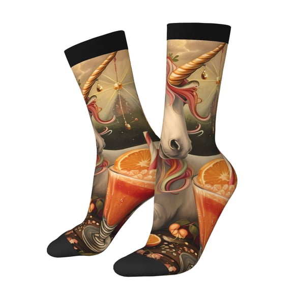 Disketp Countryside Fruit White Horse Unisex Crew Socks Lightweight Breathable Ventilation Ankle Socks, Mid-calf socks for Daily