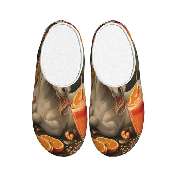 Disketp Countryside Fruit White Horse Women's Men's Slippers Plush Slip-On House Slipper for Winter Indoor Soft Cushion Non-slip Fluffy Slides Slippers-8