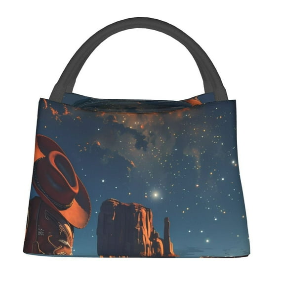 Disketp Cowboy Boots Under Starry Sky Insulated Bags, Insulated Cooler Bag Totes for Lunch Beach Camping