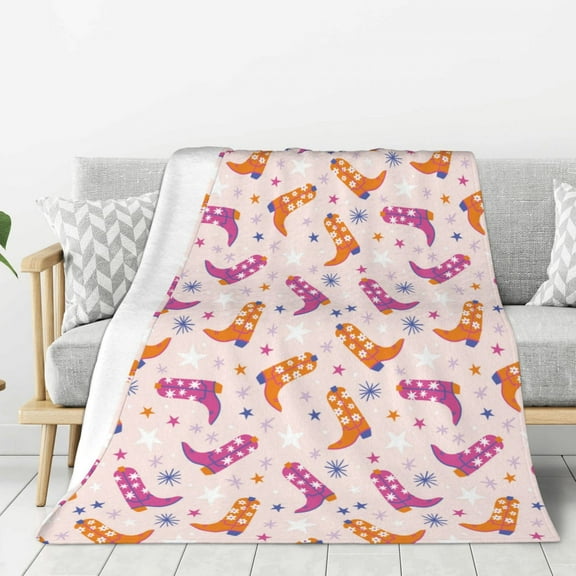 Disketp Cowgirl Boots Cozy Flannel Fleece Throw Blanket: Has a velvety texture for All Seasons - Perfect for Women, Men, & Kids"40"x30"