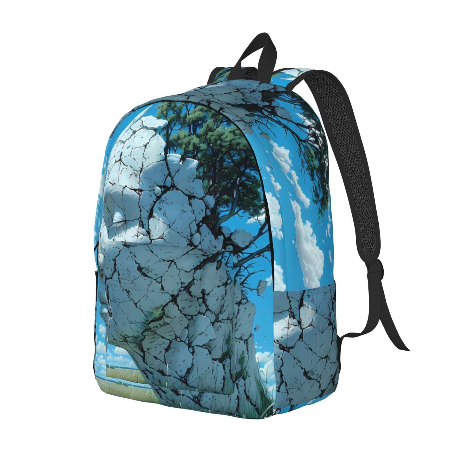 Disketp Cracked Earth Head Tree Canvas Backpack Lightweight Travel ...