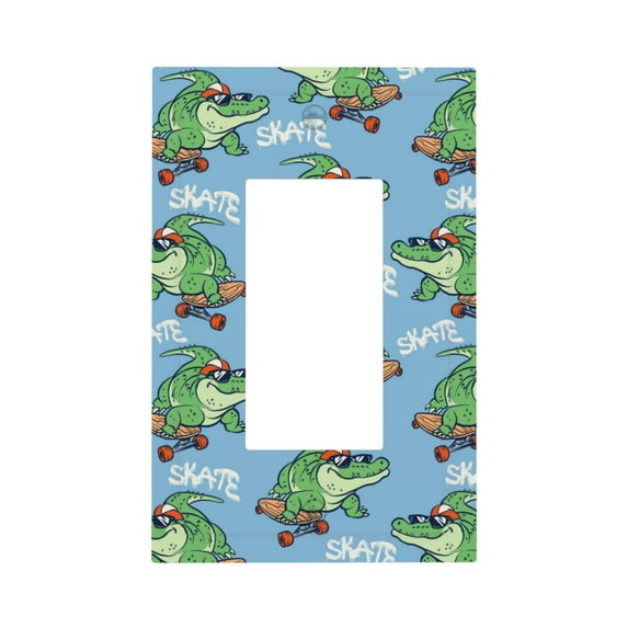 Disketp Crocodile Riding Skateboard Decorative Light Switch or Outlet Wall Plate with Safety Cover-Style U
