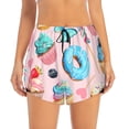 thumbnail image 1 of Disketp Cupcakes and Donuts Print Women's Shorts Workout Shorts for Athletic Gym Running Shorts with Phone Pockets, 1 of 8