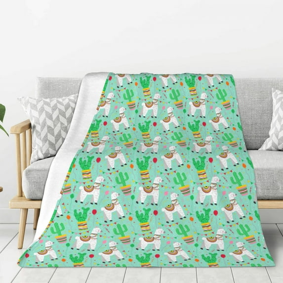 Disketp Cute Alpaca 1 Cozy Flannel Fleece Throw Blanket: Has a velvety texture for All Seasons - Perfect for Women, Men, & Kids"